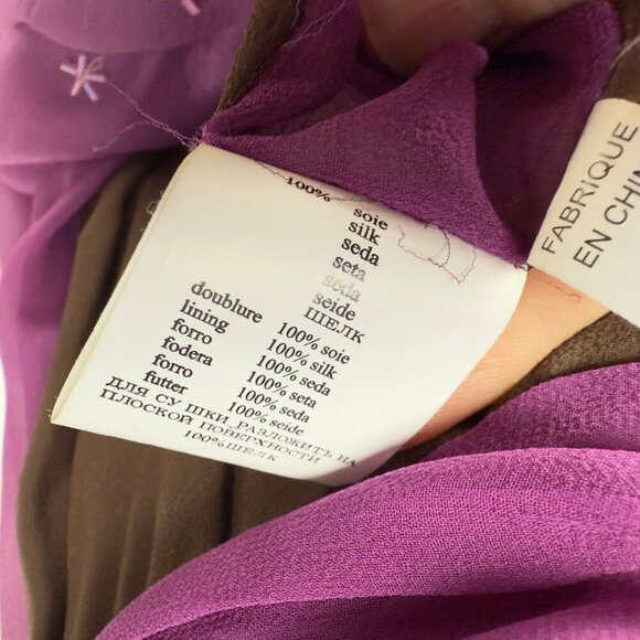 AMERICAN VINTAGE PARIS Silk Fairy Whimsical Flowy Pink Sheer Sequin Midi Dress42 - Picture 8 of 9